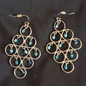 Turquoise and silver beaded earrings